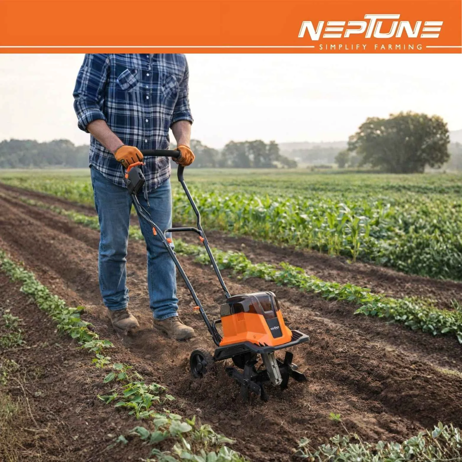 create a image 1 indian worker holding this product and using dig in land garden field_11zon (1)