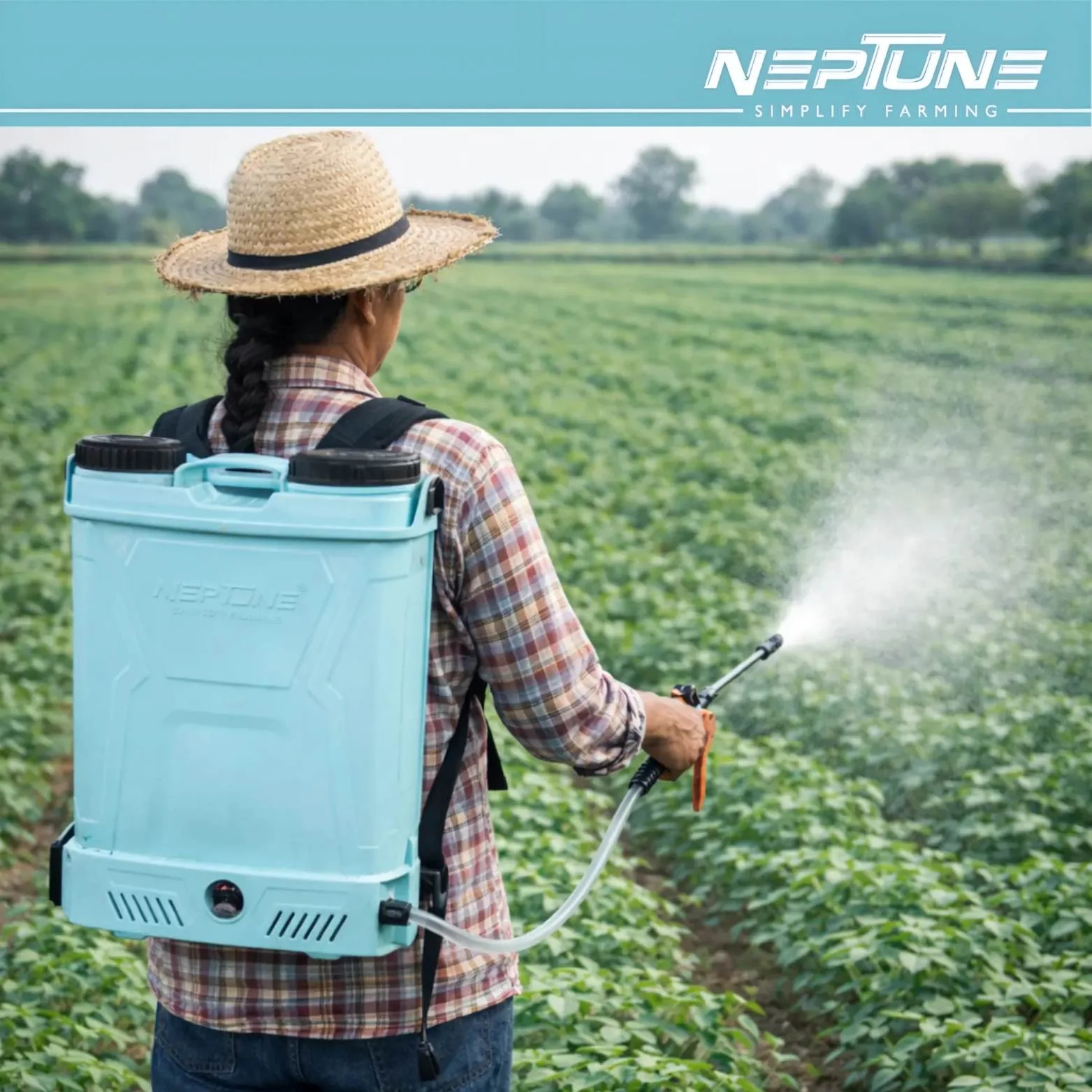 create a image 1 indian worker holding this product and using dig in land garden field_11zon